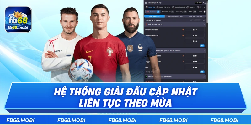 Hệ thống giải đấu cập nhật liên tục theo mùa
